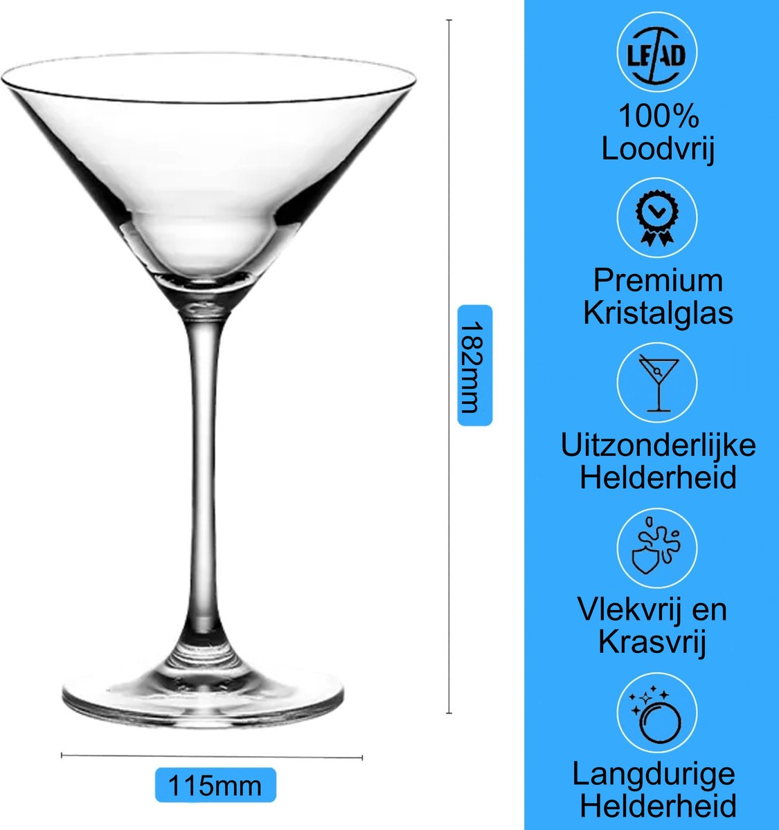 TEN® Cocktailglazen - Pornstar Martini Glazen 240ml