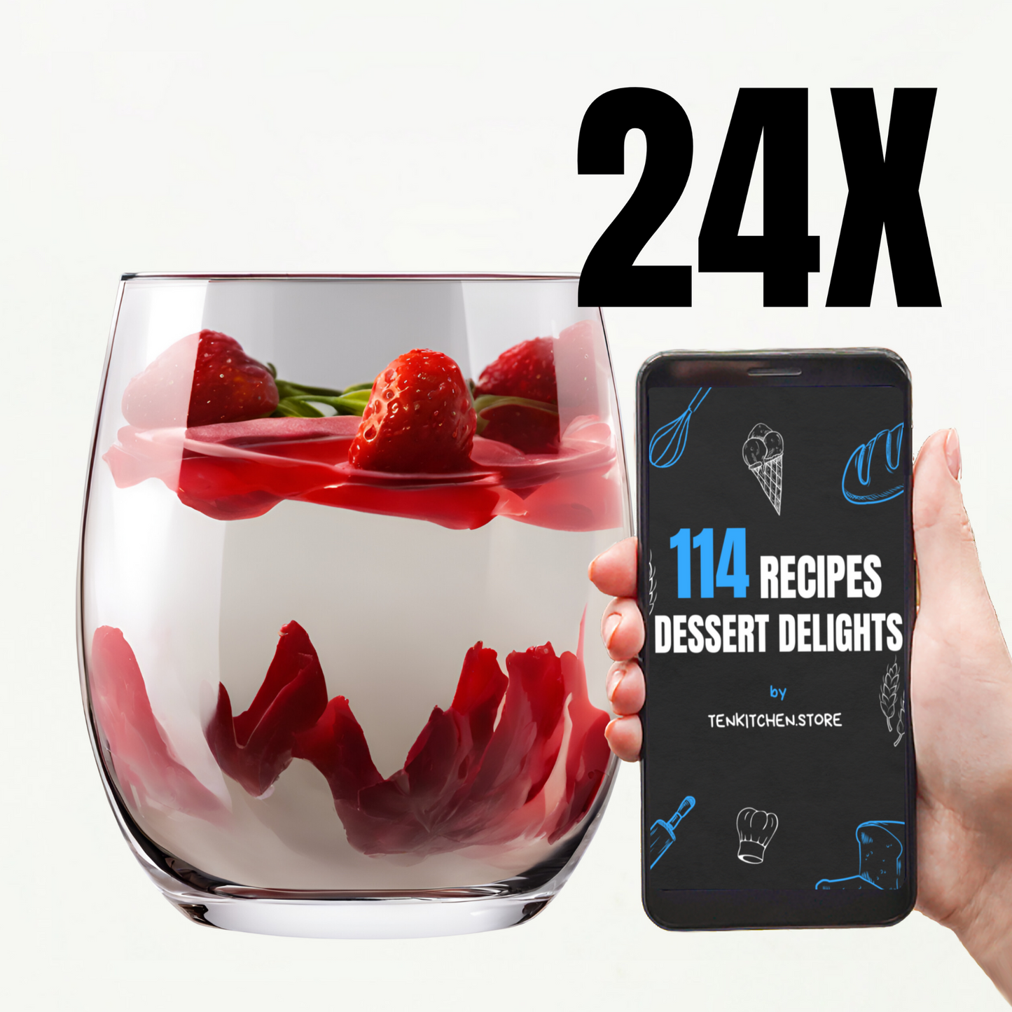 TEN® IJsglazen Kristalglas 390ml + 114 Recepten sorbet zelf maken