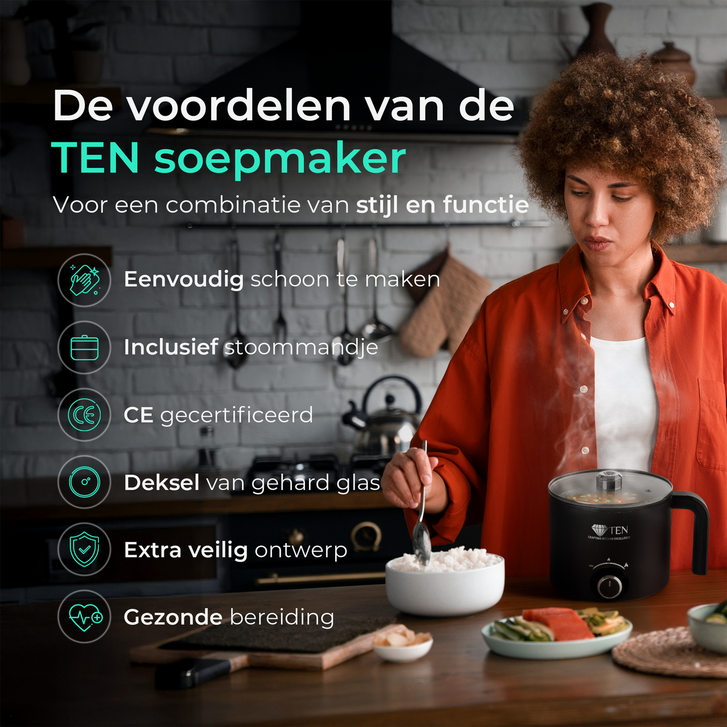 TEN® - Mini Soepmaker/Hotpot 1.8L -200W/600W