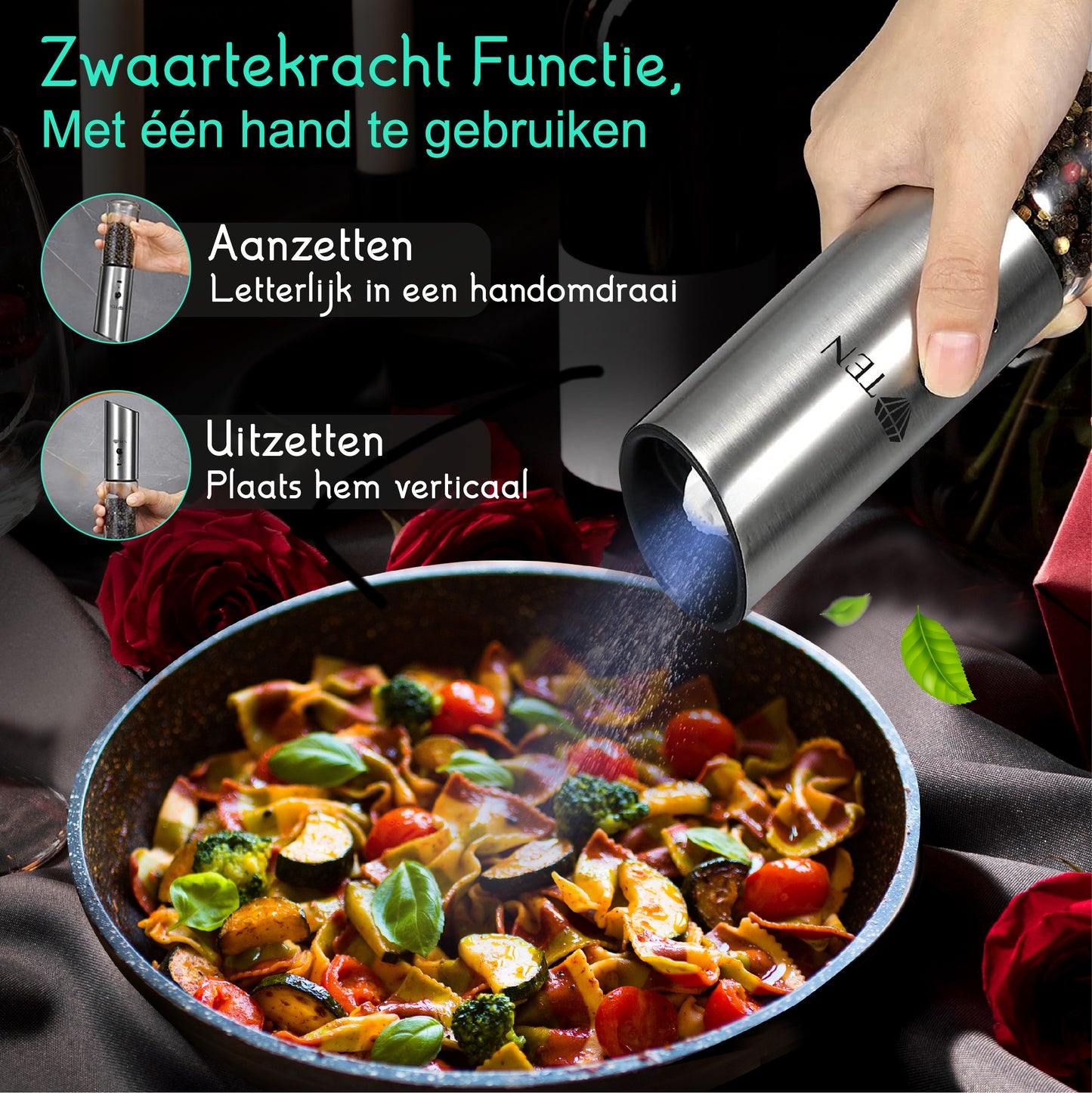 TEN® - Peper & Zoutmolens - Oplaadbaar Inclusief USB kabel - Tenkitchen.store