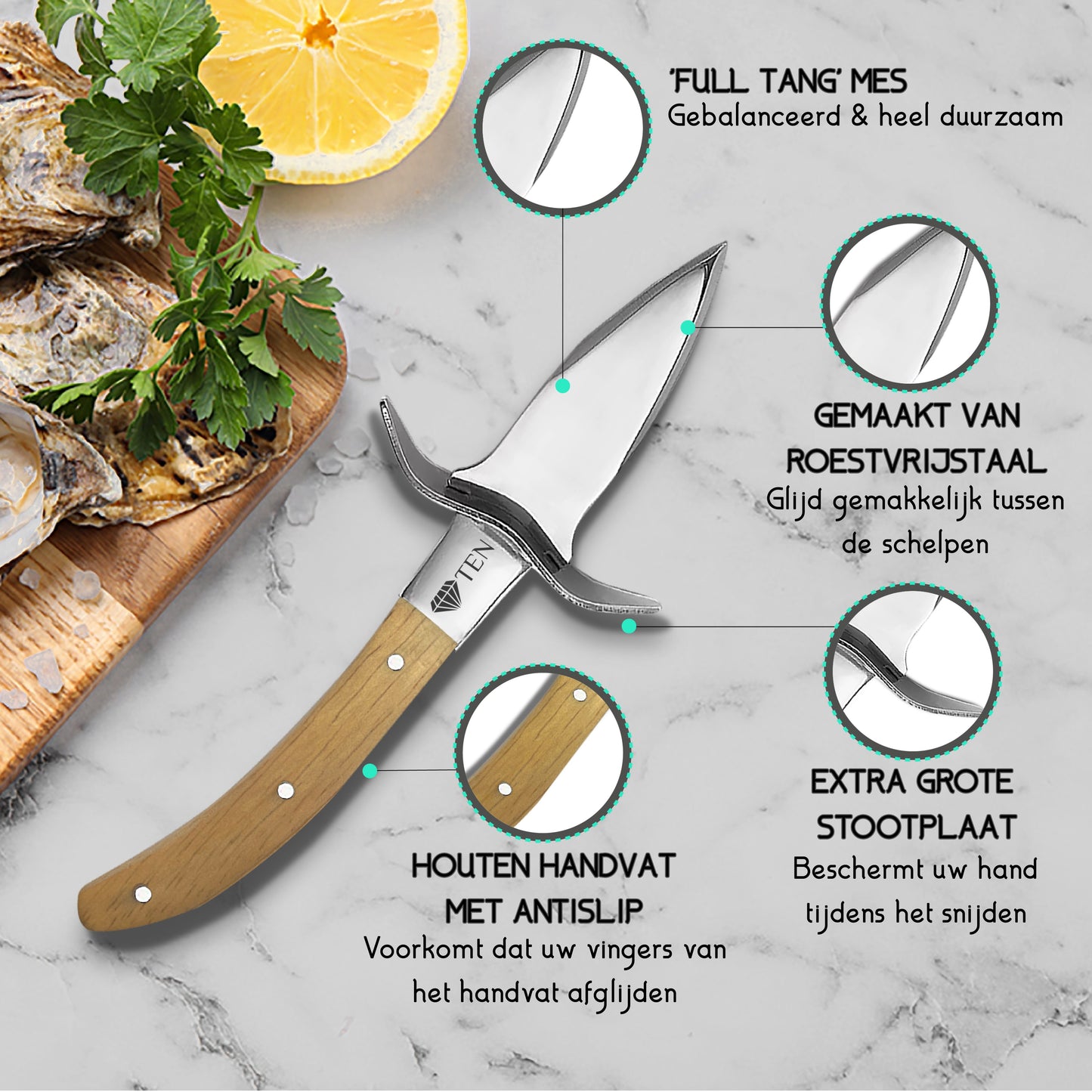 Oestermes en Handschoenen - Geel