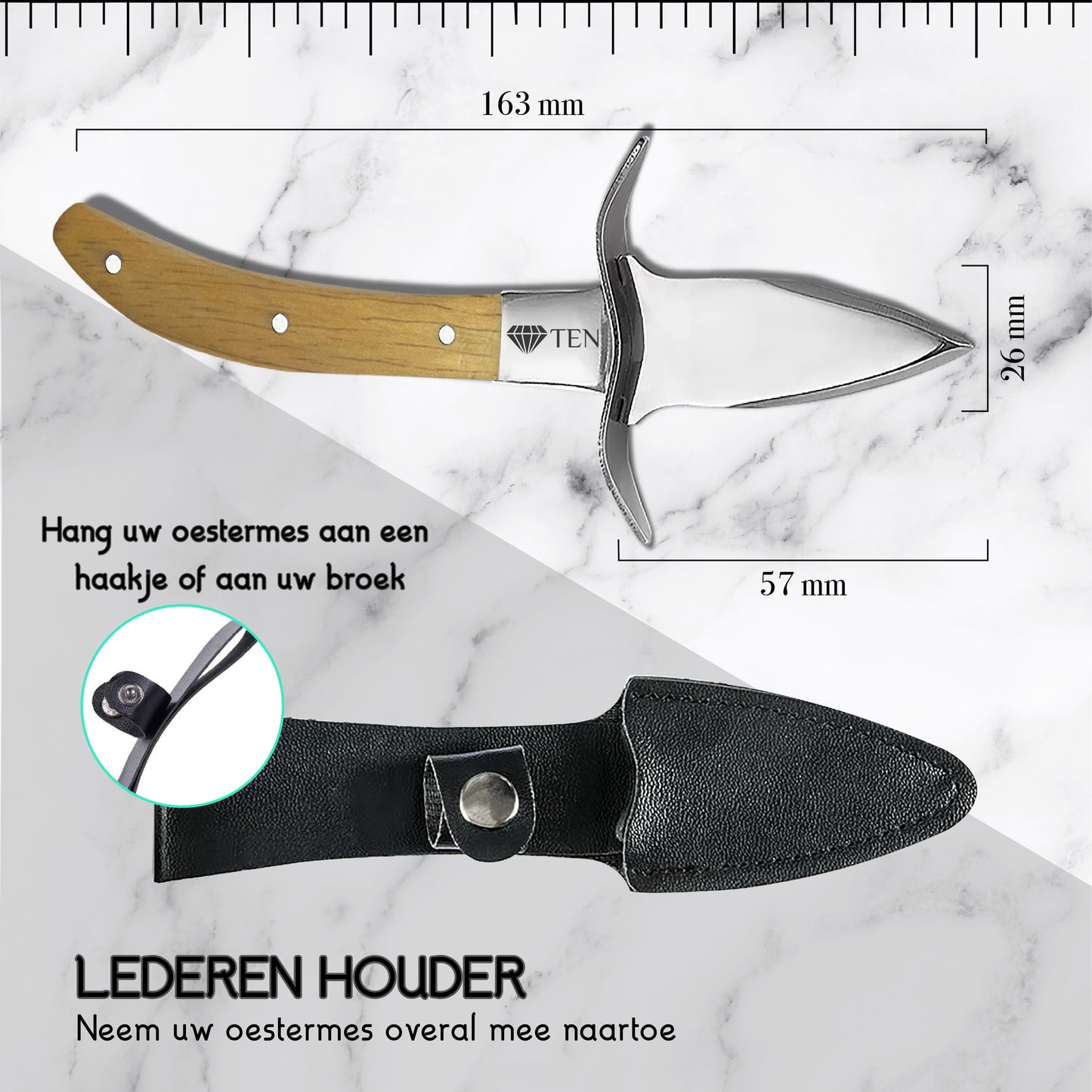 Oestermes en Handschoenen - Geel
