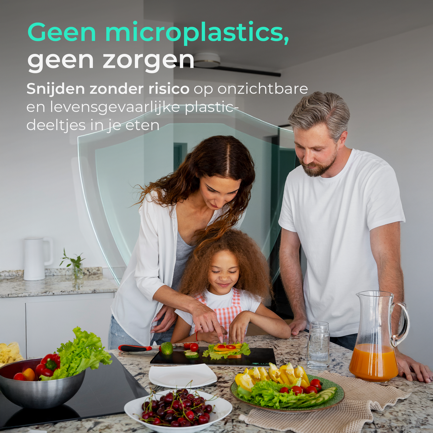 TEN® - Glazen Snijplankenset met Houder - MICROPLASTIC Vrij - 20x30cm Zwart