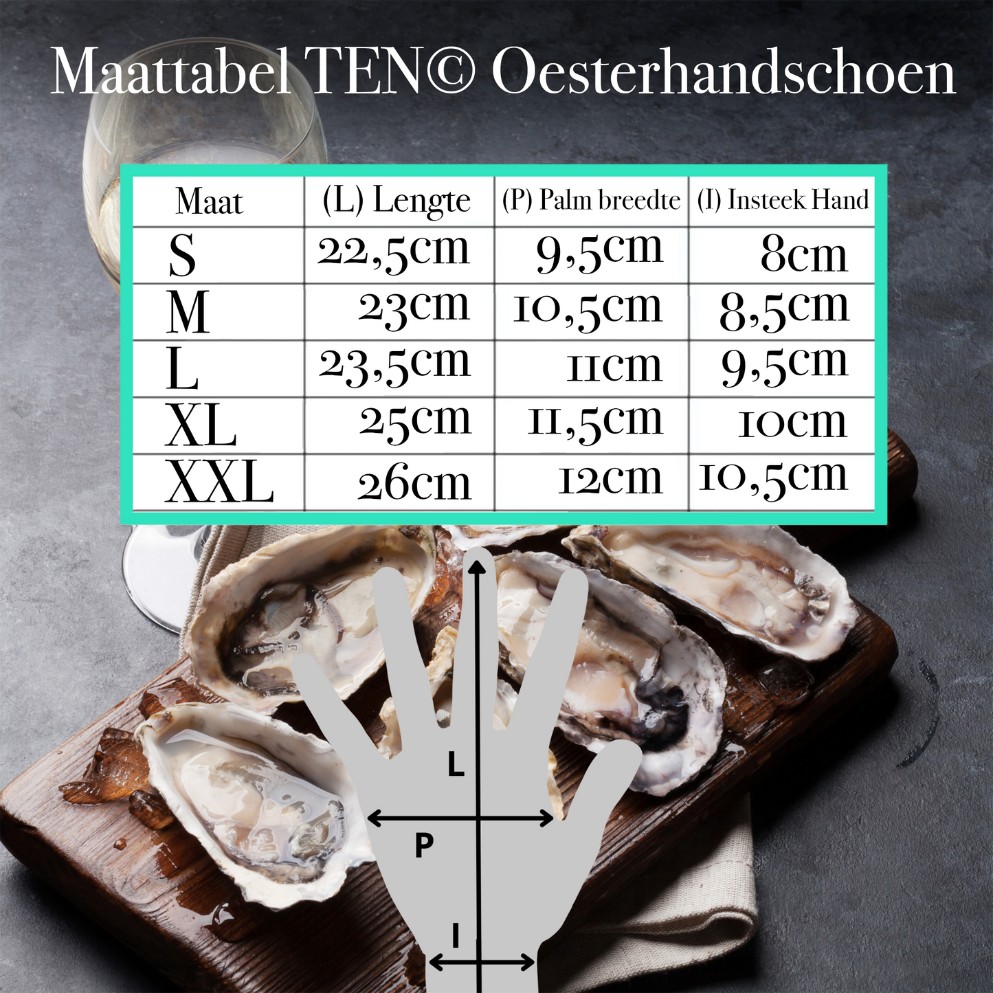 Maattabel Oesters open doen