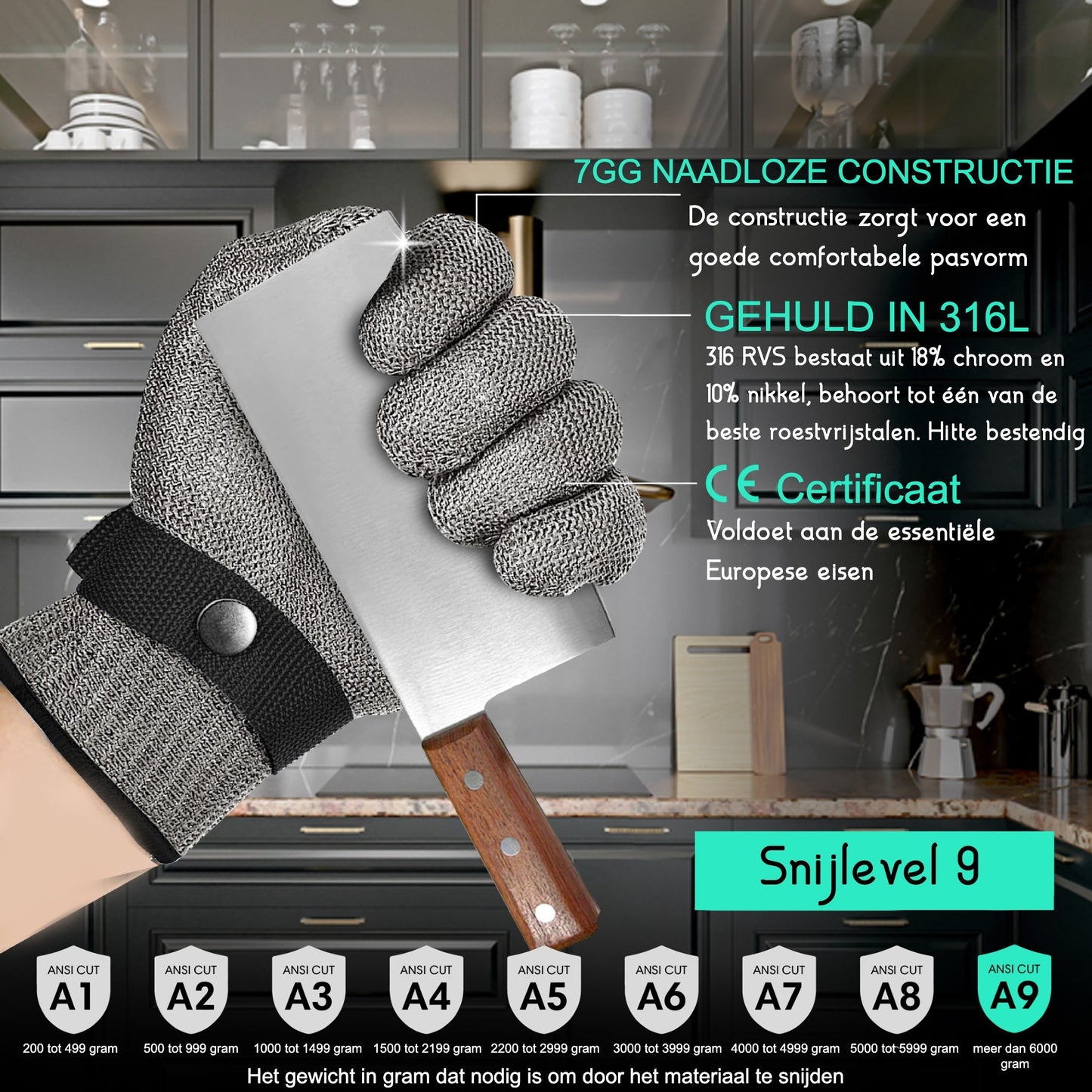 TEN® Oesterhandschoen met Binnenhandschoen van rvs