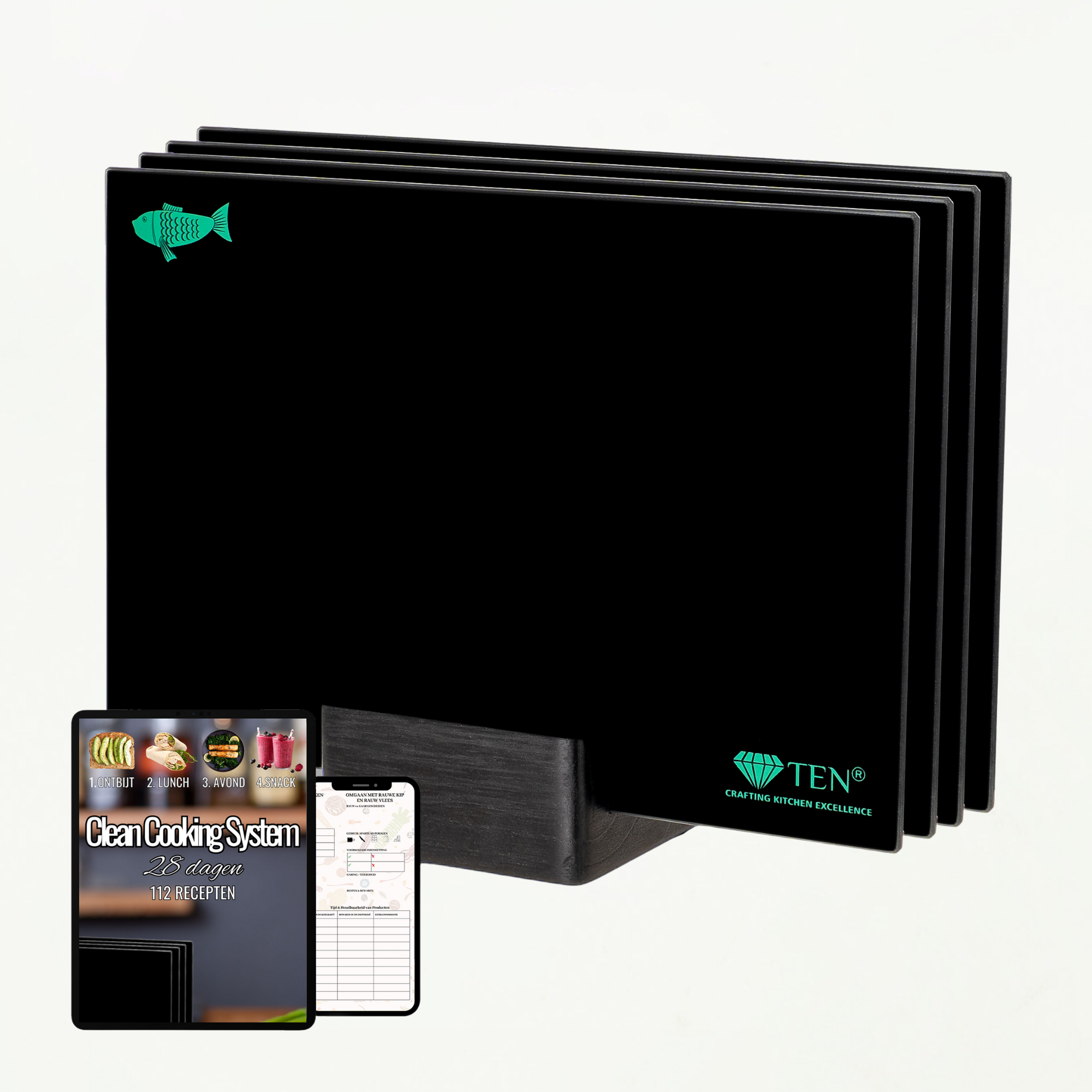 TEN® - Glazen Snijplankenset met Houder