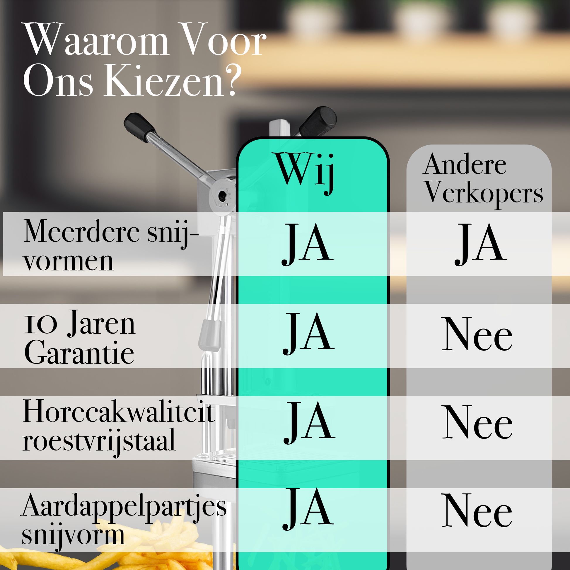 TEN® - Frietsnijder XXL - Frites zelf bakken - RVS - Tenkitchen.store