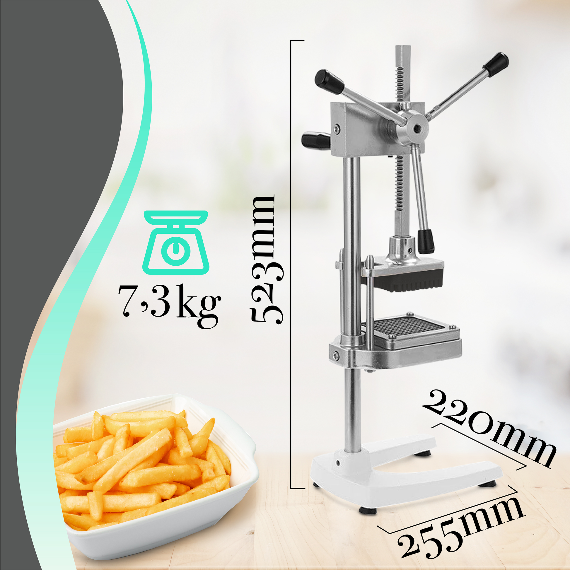 TEN® - Frietsnijder XXL - Frites zelf bakken - RVS - Tenkitchen.store