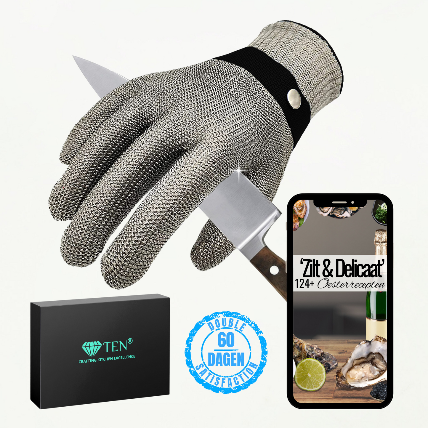 TEN® Oesterhandschoen - Veilig Openen van Oesters - Tenkitchen.store