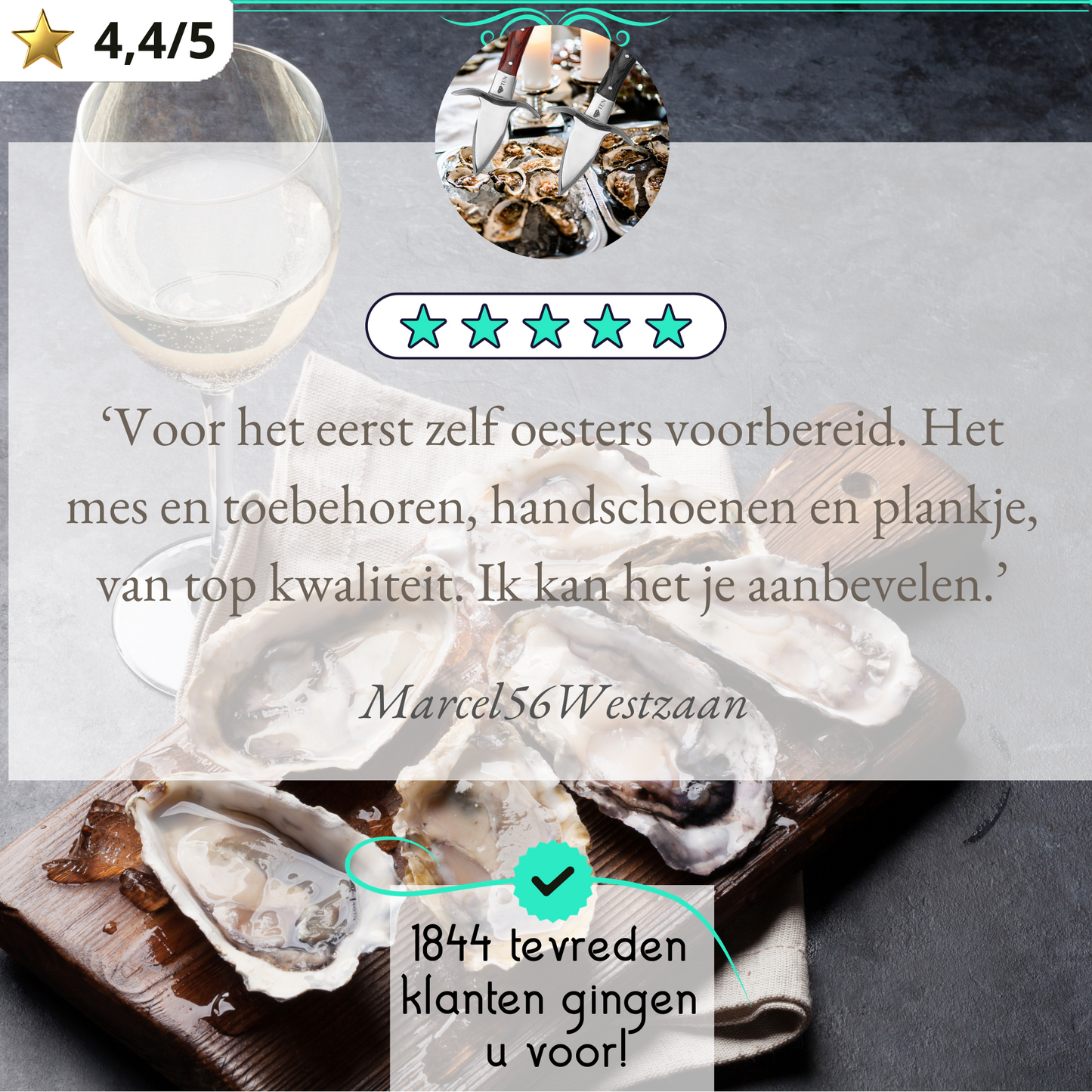 Oestermes en Handschoen - Zwart