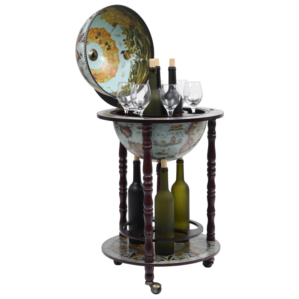 Globebar Eucalyptushout 47 x 47 x 102cm - Wijnbar Vintage
