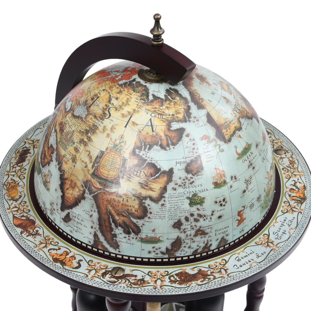 Globebar Eucalyptushout 47 x 47 x 102cm - Wijnbar Vintage
