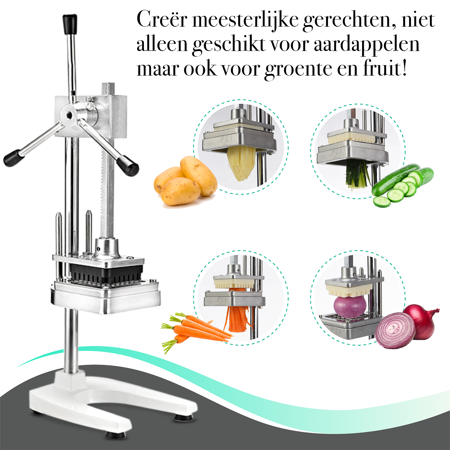 TEN® - Frietsnijder XXL - Frites zelf bakken - RVS - Tenkitchen.store