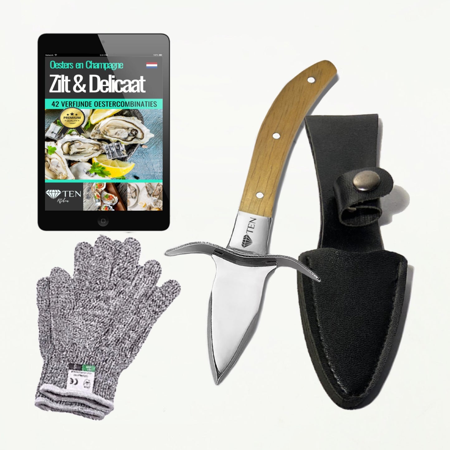 Oestermes en Handschoenen - Geel