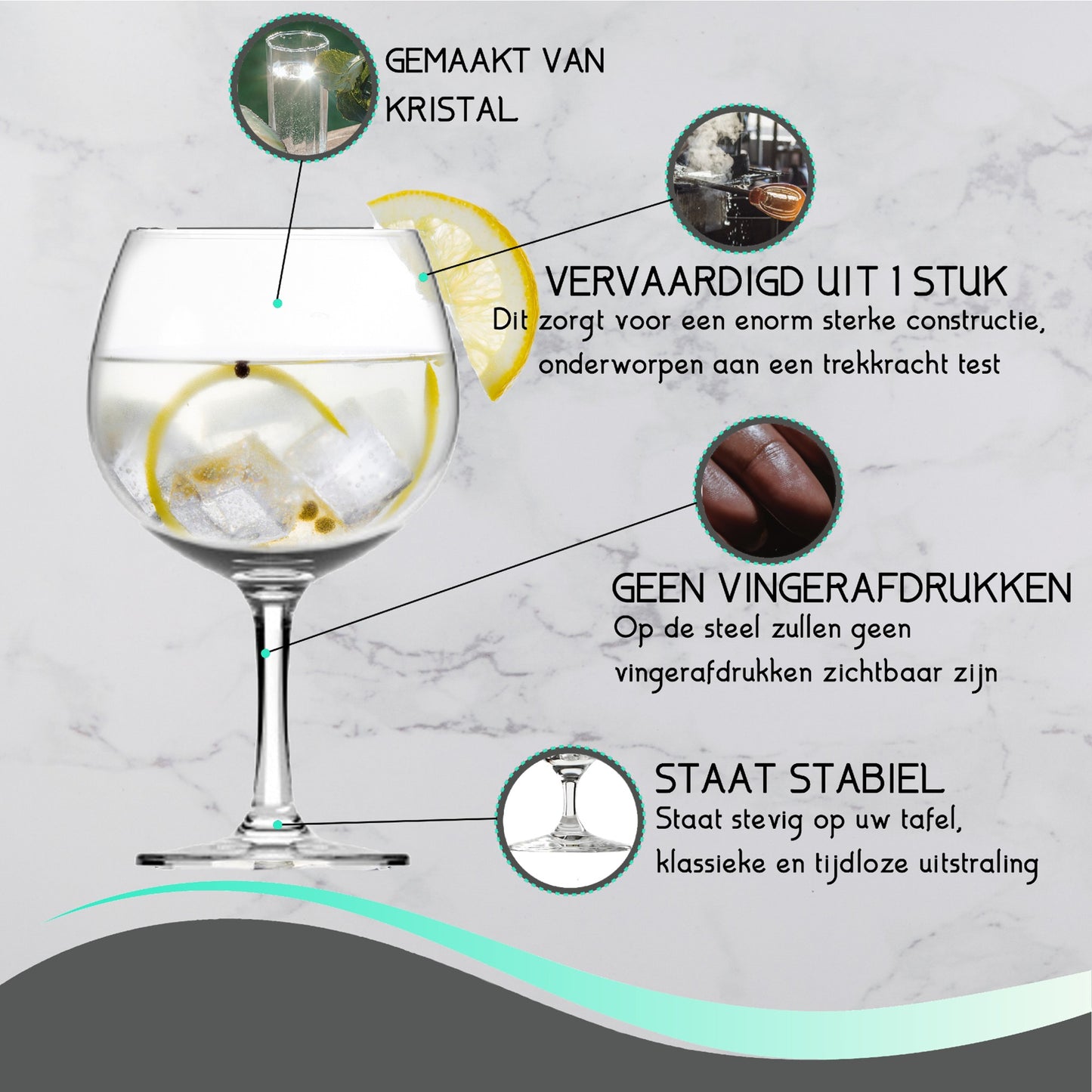 kristallen gin tonic glazen