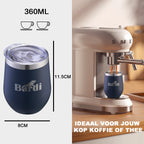 Bardi Thermosbekers 0,3L RVS blauw set -  incl. deksels - dubbelwandig