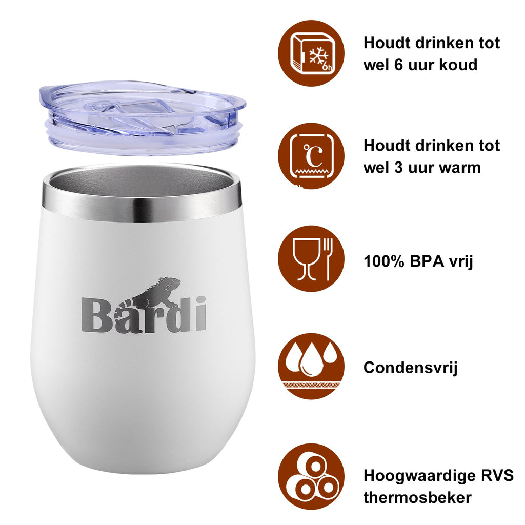 Bardi Thermosbekers 0,3L RVS wit set -  incl. deksels - dubbelwandig