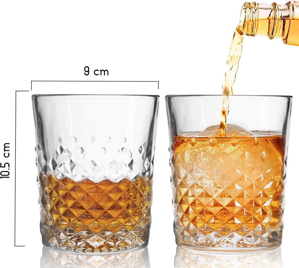 Whiskey Glazen Set afmeting 10.5cm - 9cm