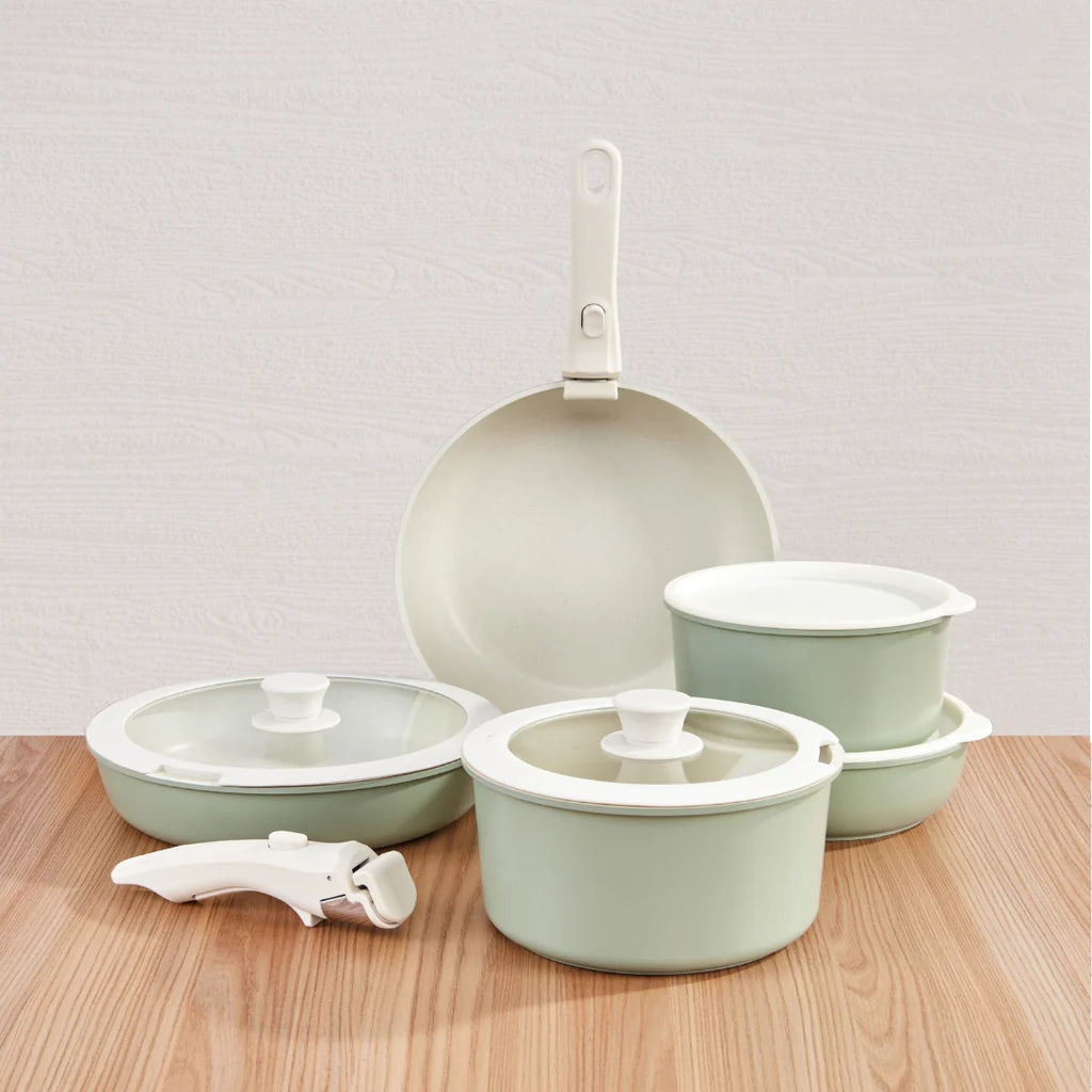 Keramische Pannenset – Mintgroen