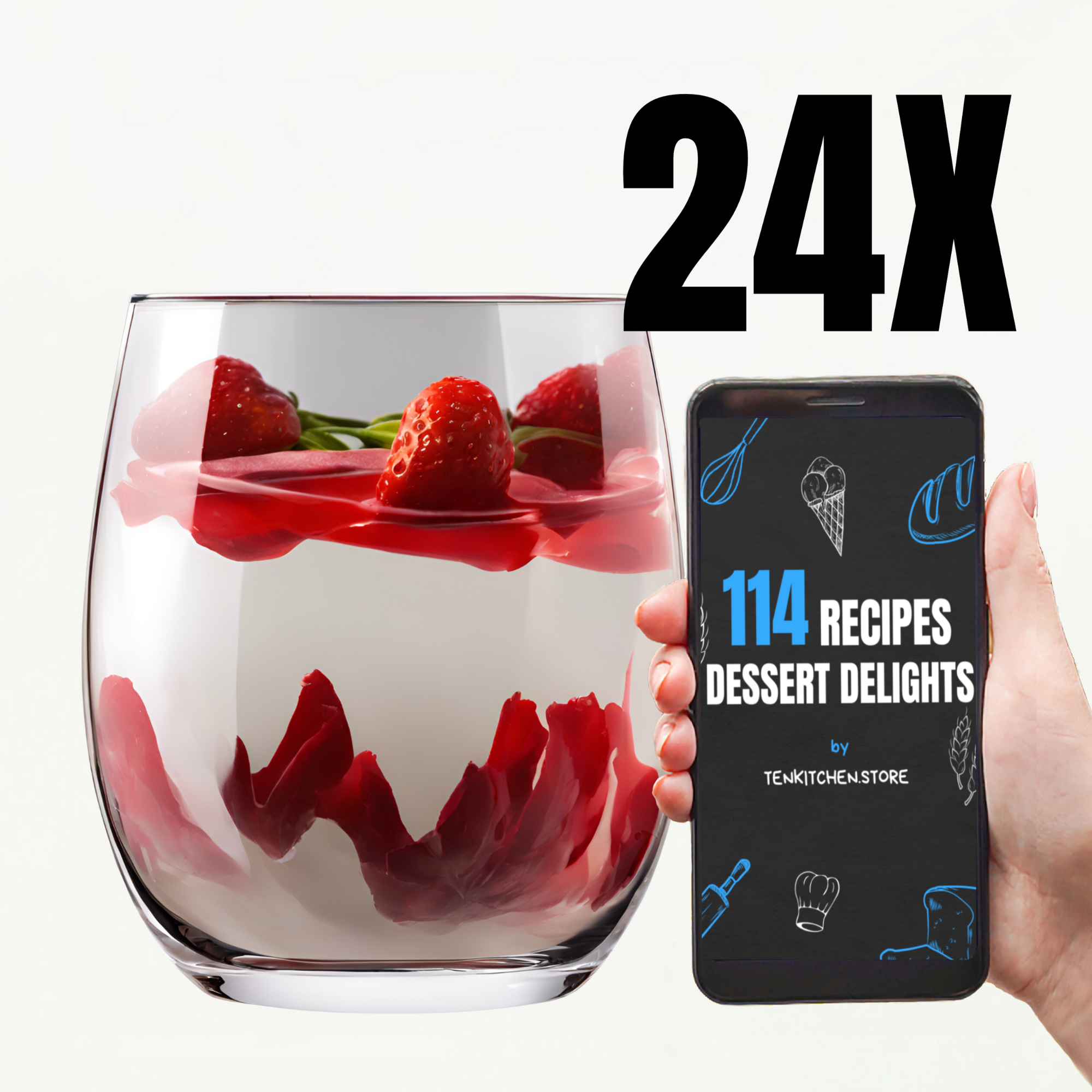 TEN® IJsglazen Kristalglas 390ml + 114 Recepten sorbet zelf maken