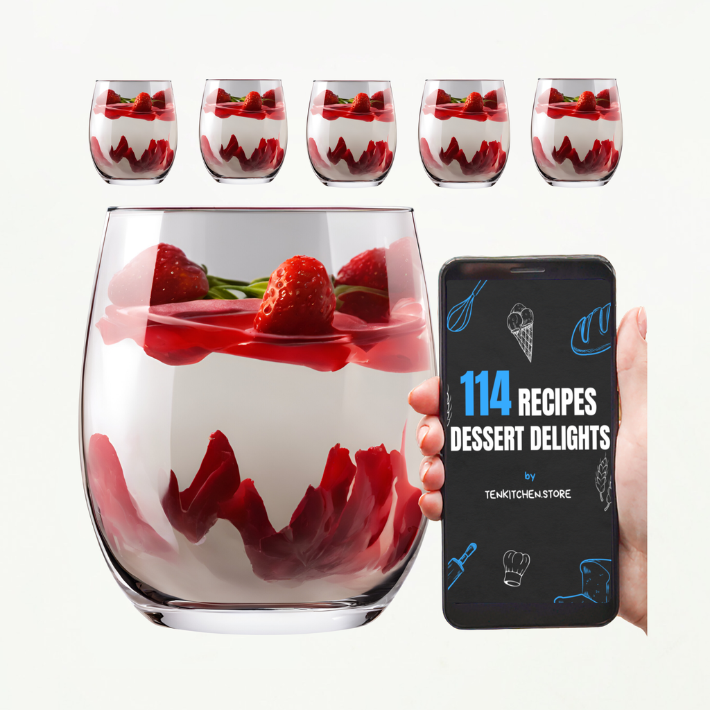 TEN® - Dessertglazen Kristalglas 390ml - IJsglazen + 114 Recepten - Tenkitchen.store