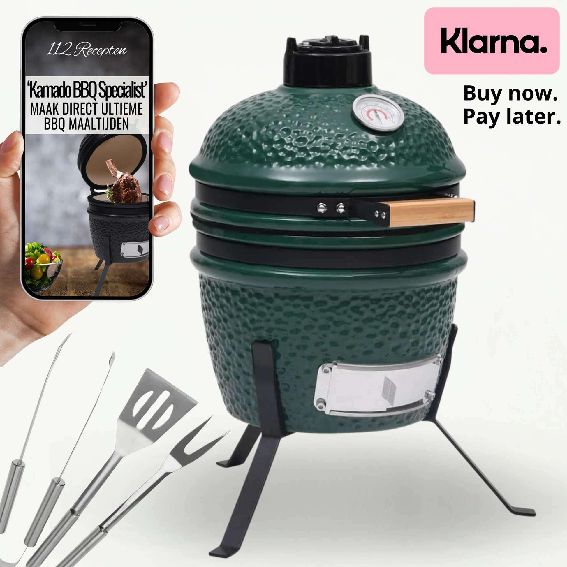 VidaXL 2-in-1 Kamado Grill Smoker 56 cm Keramiek MEGADEAL - Tenkitchen.store