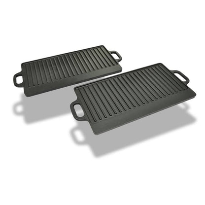 Grillplaat omkeerbare plaat 2 stuks gietijzer 38X23 cm