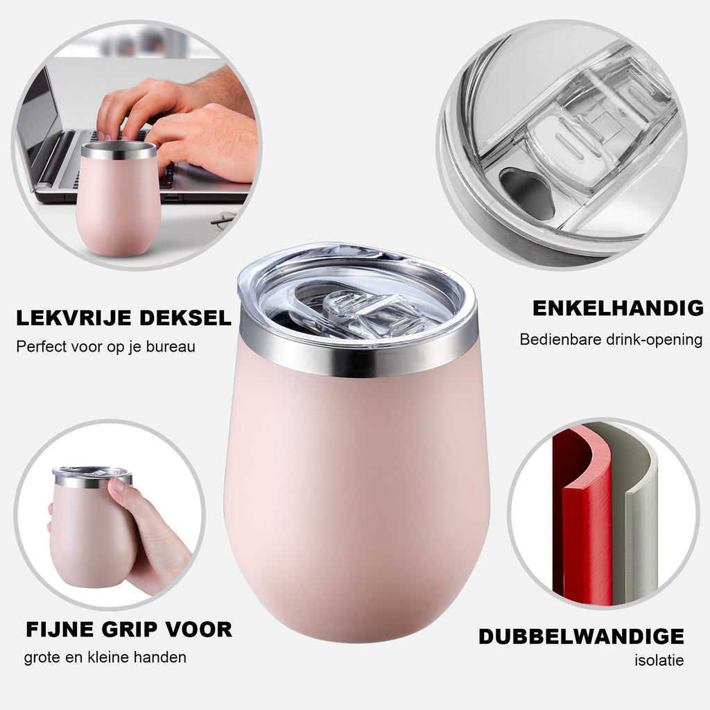 Bardi Thermosbekers 0,3L RVS roze set -  incl. deksels - dubbelwandig