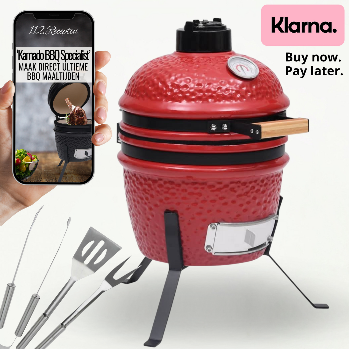 VidaXL 2-in-1 Kamado Grill Smoker 56 cm Keramiek MEGADEAL - Tenkitchen.store