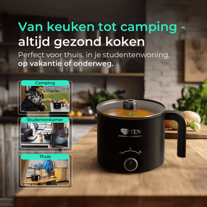 TEN® - Multicooker 1.8L – Elektrische Pan Rijstkoker met Stomer – 200W/600W – Multicookers Rijstkoker klein