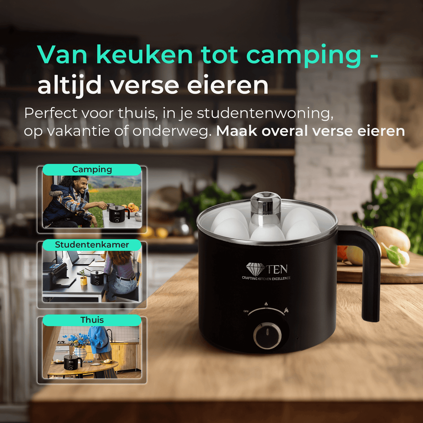 TEN® -  Elektrische Eierkoker 1.8L - 200W/600W