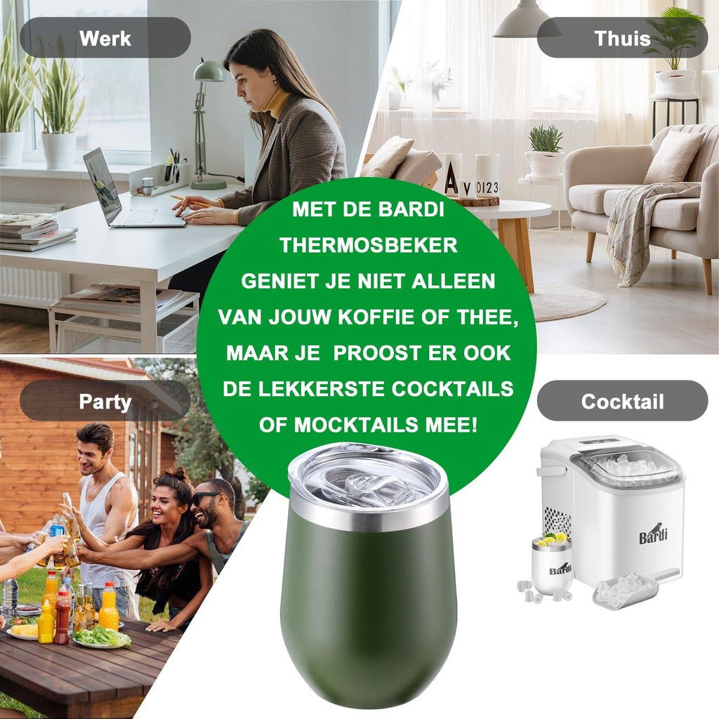 Bardi Thermosbekers 0,3L RVS groen set -  incl. deksels - dubbelwandig