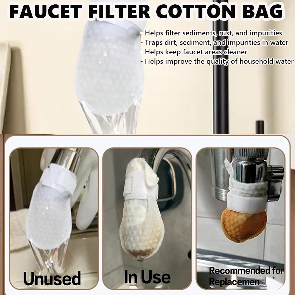 50 cotton filter bags disposable Cotton Faucet Filter Bags with 10 fastening straps💧