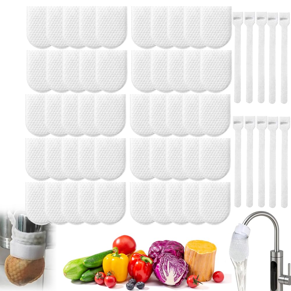 50 cotton filter bags disposable Cotton Faucet Filter Bags with 10 fastening straps💧