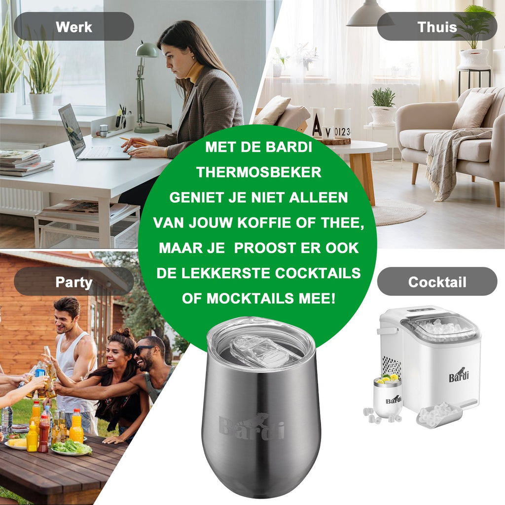 Bardi Thermosbekers 0,3L RVS set -  incl. deksels - dubbelwandig