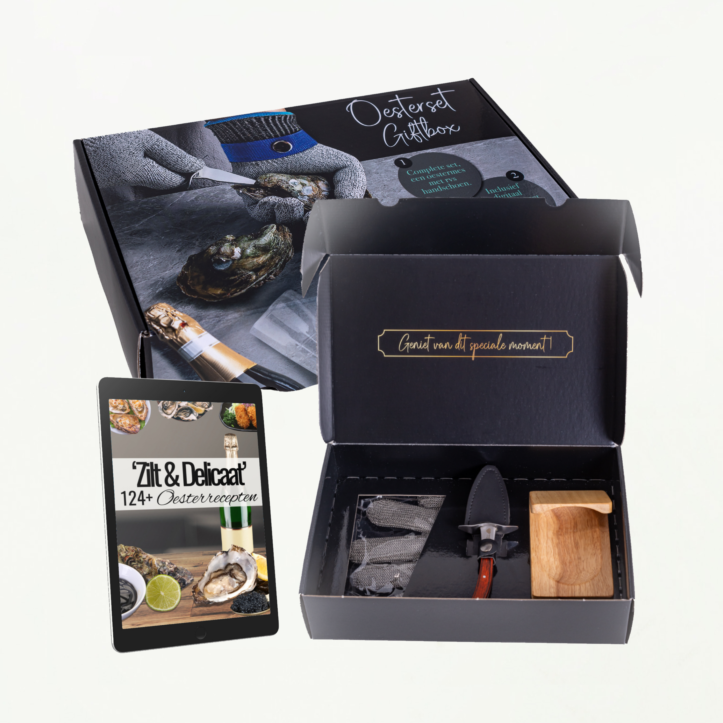 TEN® Giftbox Bruin - Oestermes & Handschoen + Oesterhouder - Tenkitchen.store