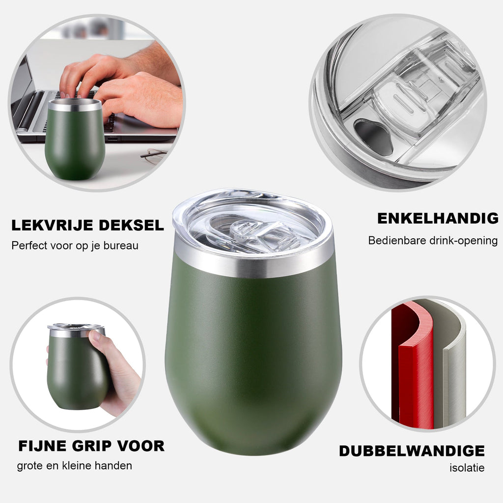 Bardi Thermosbekers 0,3L RVS groen set -  incl. deksels - dubbelwandig