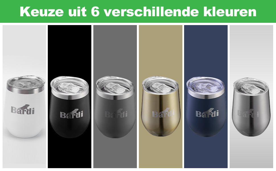 Bardi Thermosbekers 0,3L RVS zwart set -  incl. deksels - dubbelwandig