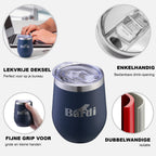 Bardi Thermosbekers 0,3L RVS blauw set -  incl. deksels - dubbelwandig