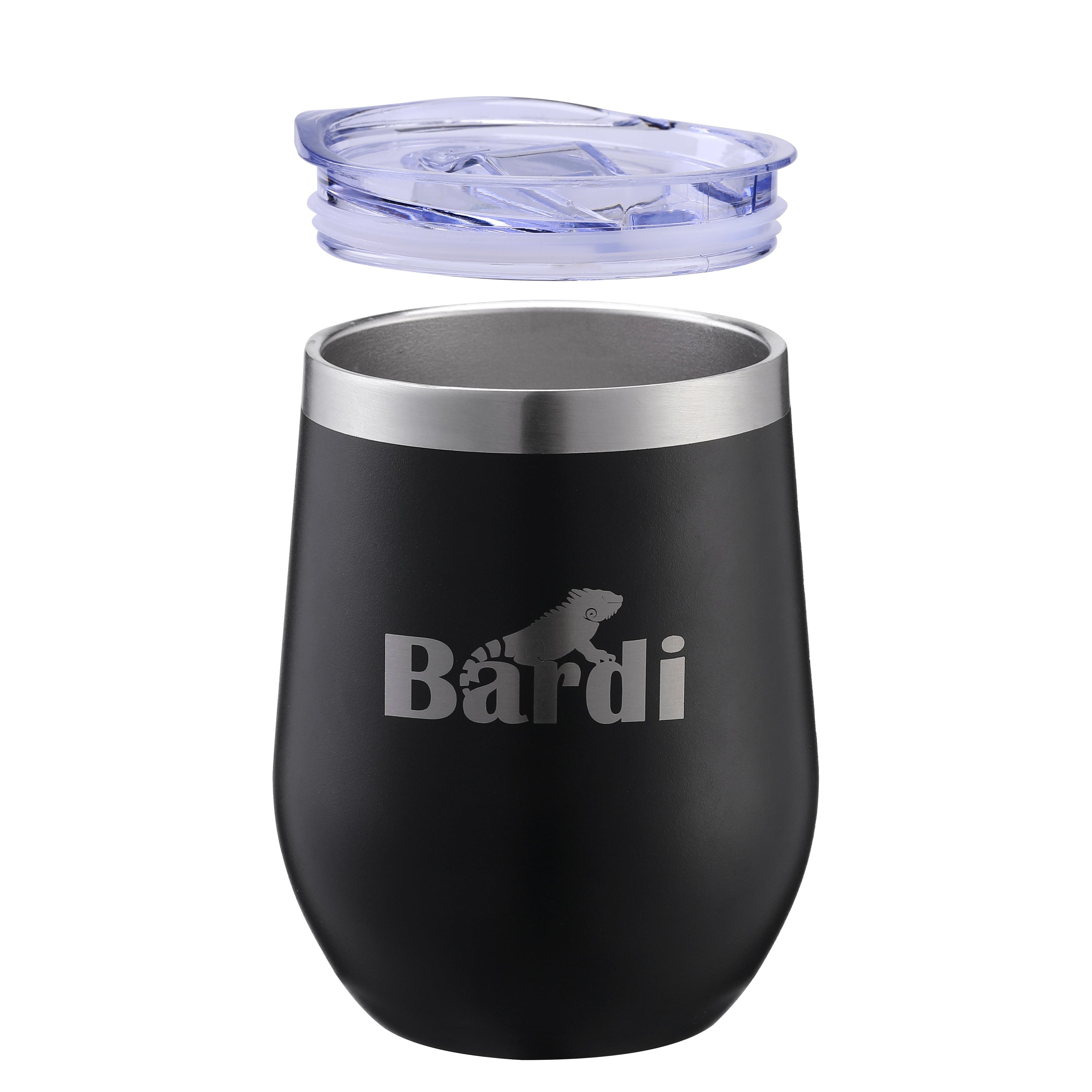Bardi Thermosbekers 0,3L RVS zwart set -  incl. deksels - dubbelwandig