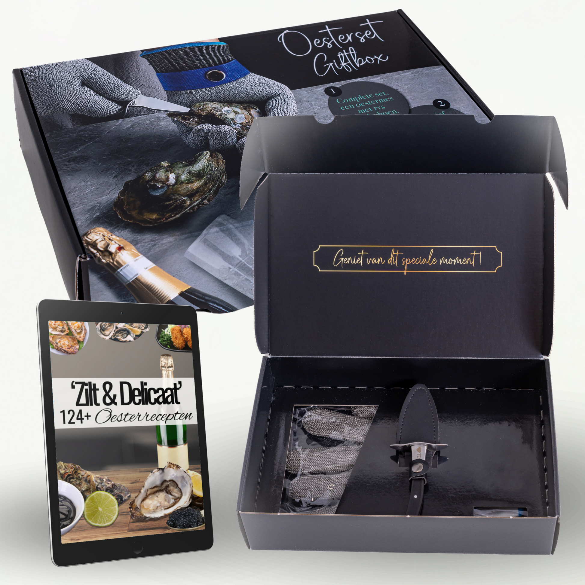 TEN® - Giftbox Zwart - Oestermes & Handschoen - Tenkitchen.store