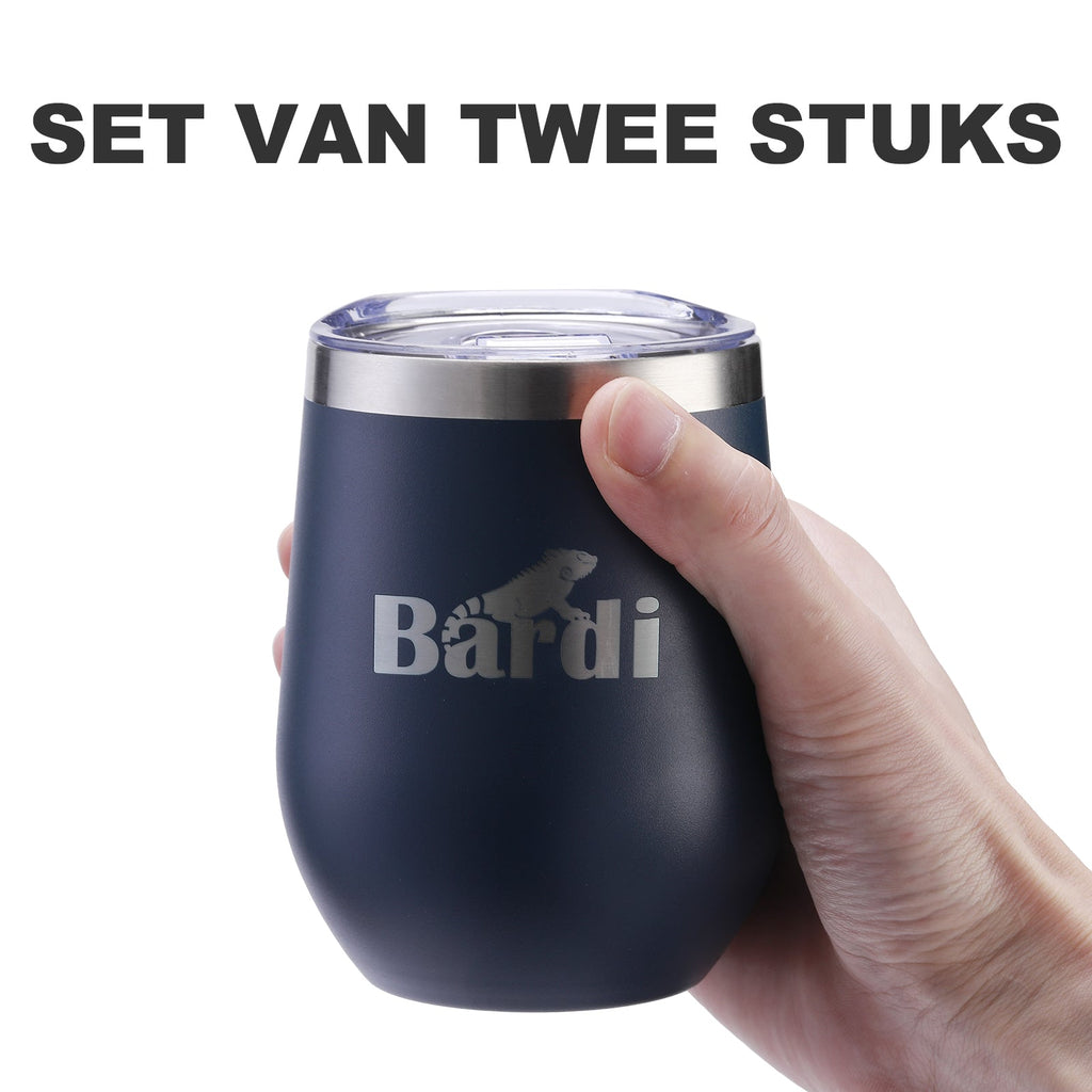 Bardi Thermosbekers 0,3L RVS blauw set -  incl. deksels - dubbelwandig