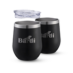 Bardi Thermosbekers 0,3L RVS zwart set -  incl. deksels - dubbelwandig