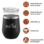Bardi Thermosbekers 0,3L RVS zwart set -  incl. deksels - dubbelwandig