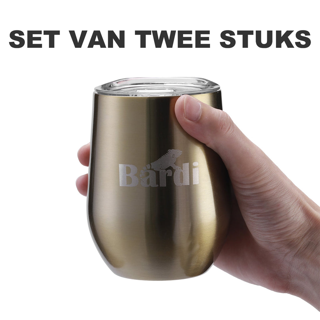 Bardi Thermosbekers 0,3L RVS goud set -  incl. deksels - dubbelwandig