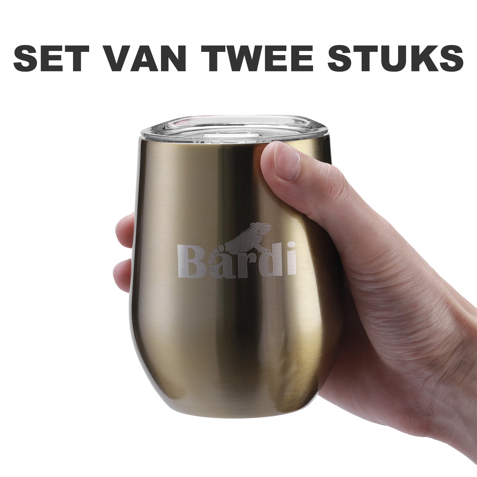 Bardi Thermosbekers 0,3L RVS goud set -  incl. deksels - dubbelwandig