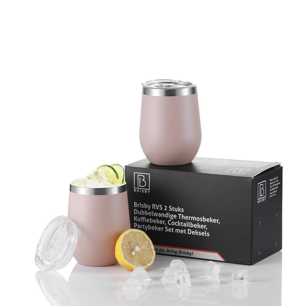 Bardi Thermosbekers 0,3L RVS roze set -  incl. deksels - dubbelwandig