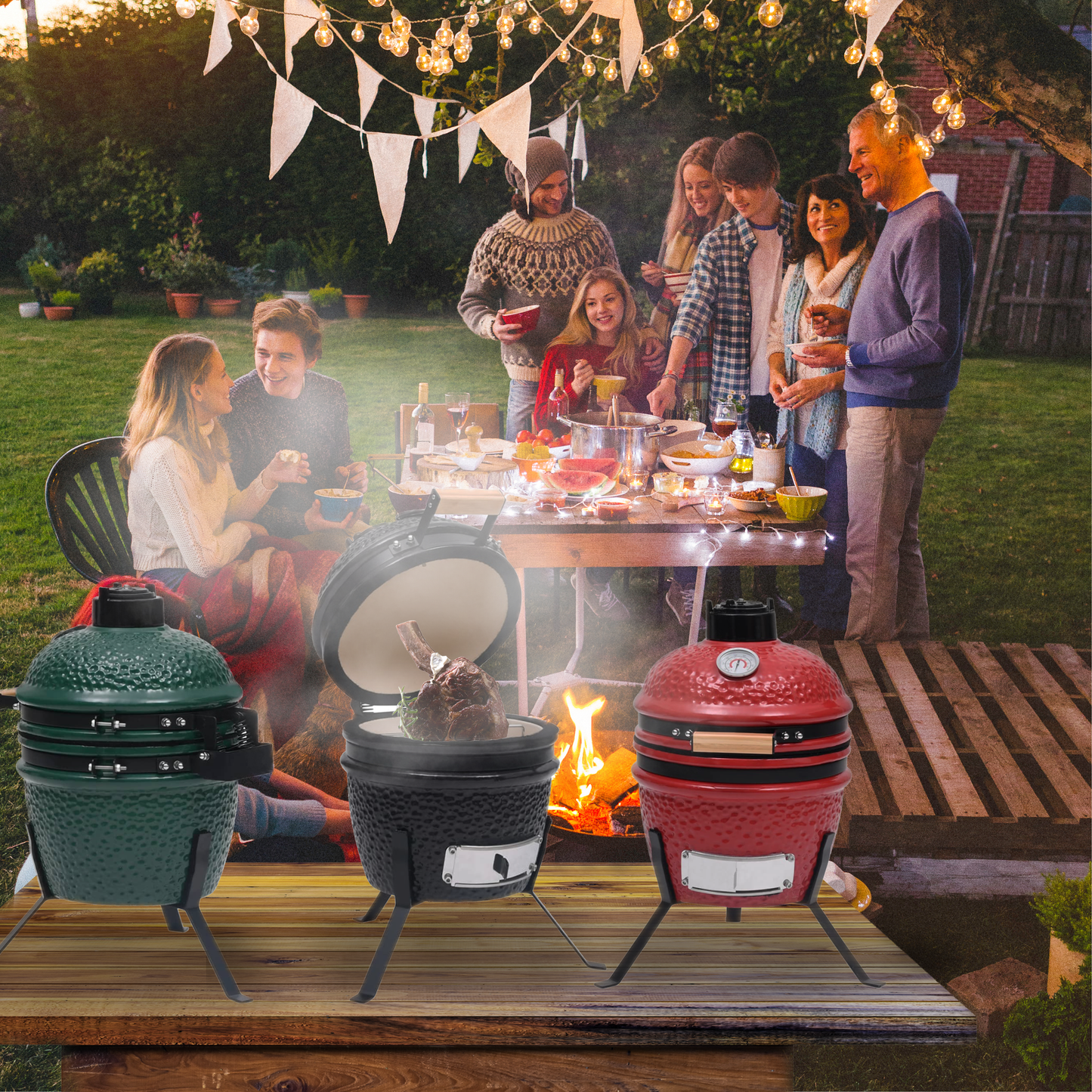 VidaXL 2-in-1 Kamado Grill Smoker 56 cm Keramiek MEGADEAL - Tenkitchen.store