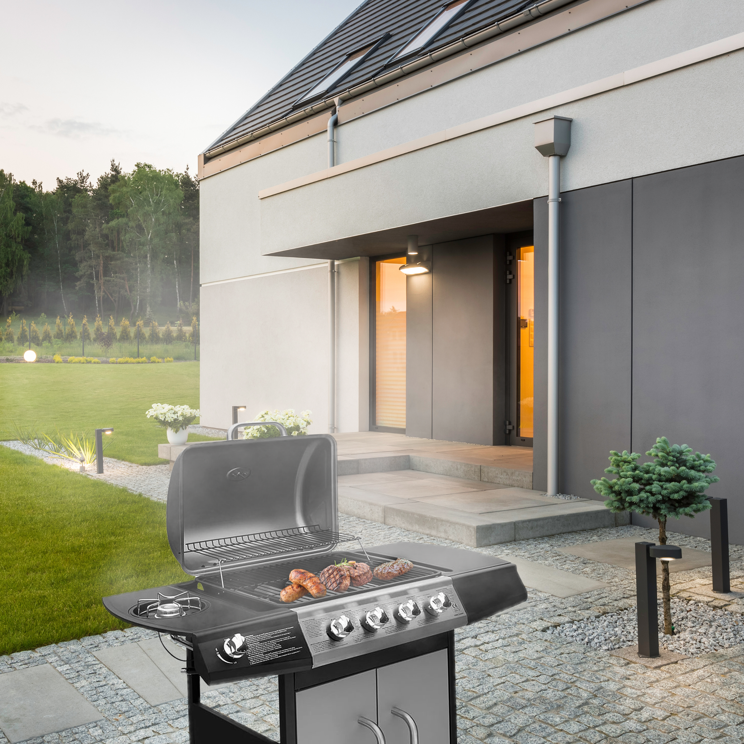 Gasbarbecue 4+1 Buitenkeuken Zwart & Zilver ZOMERSALE - Tenkitchen.store