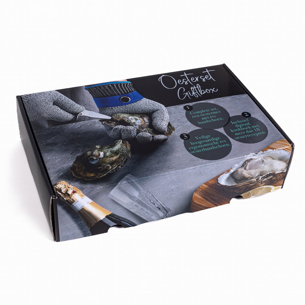 TEN® Giftbox Bruin - Oestermes & Handschoen + Oesterhouder - Tenkitchen.store